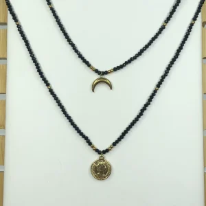 Gold Plated Crystal Beaded Pendant Necklace Fashion Design Jewelry