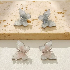 Gold Plated Crystal Butterfly Stud Earrings