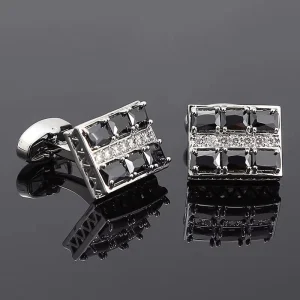 Gold Plated Crystal Zircon Cufflinks Cuff Studs Formal Suit Men’s French Shirt Cross Border Unisex