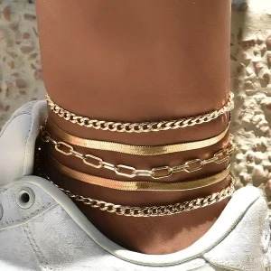 Gold Plated Cuban Chain Anklet for Women
