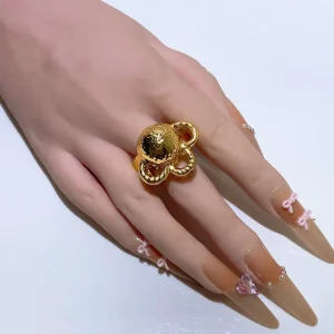 Gold Plated Flower Ring Brazil Gold Fashion Jewelry for Women Nigerian Party Wedding Bride Exquisite Accessories Gift