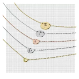 Gold Plated Geometric Coin Disc Pendant Link Necklace 316L Stainless Steel Personalized Custom Women Jewelry Accessories