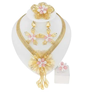 Gold Plated Jewelry African Jewelry Set for Women Earrings Necklace
