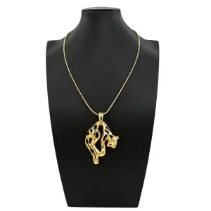 Gold Plated Leopard Pendant Necklace Black Enamel Spotted Panther Chain Necklace for Women BK250257