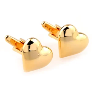 Gold Plated Love Heart Cuff Links Men Women Business Suit Shirts Fashion Accessory Sleeve Button Party Gift Cufflinks