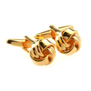 Gold Plated Love Knot Elegant Cufflinks Custom Men Suit Shirt Fashion Accessory Wedding Tuxedo Trendy Jewelry Gift Set