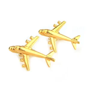 Gold-Plated Novelty Flight Cufflinks Custom Mens Suit Shirt Fashion Accessory Trendy Wedding Tuxedo Jewelry Tie Clip