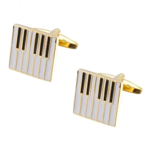 Gold Plated Piano Enamel Novelty Cufflinks Custom Mens Suit Shirt Wedding Tuxedo Jewelry Gift
