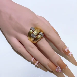 Gold Plated Rhinestone Crisscross Ring