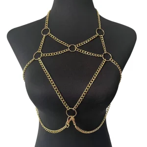 Gold Plated Sexy Hollow Chest Chain Nightclub Spice Girl Body Chain Fashion Clothing Accessories Explosion Supply Body Jewelry