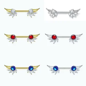 Gold Plated Stainless Steel Angel Wings Nipple Ring Jewelry for Women