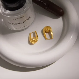 Gold Plated Stainless Steel Beaded Spiral Heart shaped Stud Earrings Women’s Party Jewelry