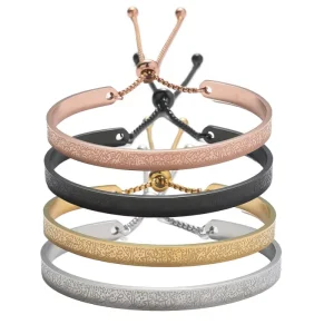 Gold Plated Stainless Steel Bracelet Arab Carving Adjustable Bolo Bracelet
