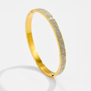 Gold Plated Stainless Steel Fashion Bracelet Elegant Bangles Jewelry