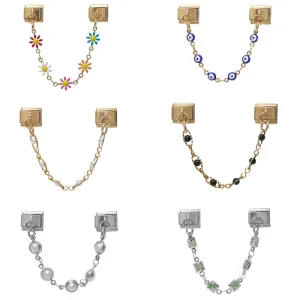 Gold Plated Stainless Steel Italian Charm Bracelet for Women Link Chain Pendant Eye Charm Italian Bracelet Jewelry Gifts
