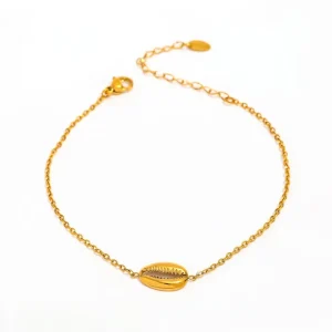 Gold Plated Stainless Steel No Fade Versatile Open Smile Conch Pendant Bracelet for Women Jewelry