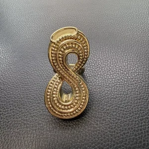 Gold Plated Statement Ring Large Infinity 8-Shape Textured Cocktail Ring for Women Wedding Party