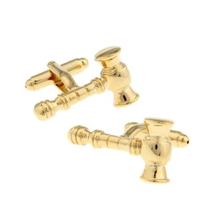 Gold Plated Stylish Lawyer Judge Hammer Novelty Cufflinks Custom Mens Business Suit Shirt Fashion Accessory Cuff Links