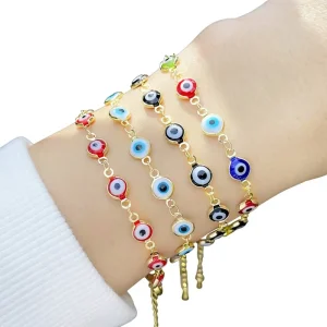Gold Plated Women’s Evil Charm Bracelet Bohemian Fashion Jewelry Nickel Free Lead Free Wedding Engagement Accessories
