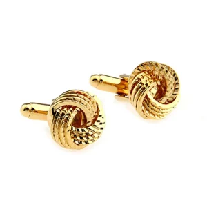 Gold Rope Love Knot Elegant Cufflinks Custom Men’s Suit Shirt Fashion Accessory Wedding Tuxedo Trendy Jewelry Gift