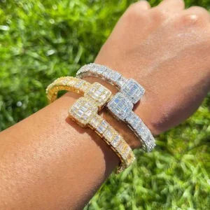 Gold Rose Gold Silver Cubic Zirconia Bracelet for Men Women Round Square Stone Fashion Jewelry Bulk Supply