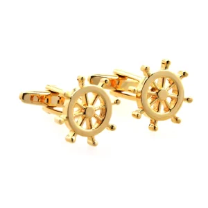 Gold Sailing Rudder Novelty Cufflinks Custom Mens Business Suit Shirt Fashion Accessory Wedding Tuxedo Trendy Jewelry