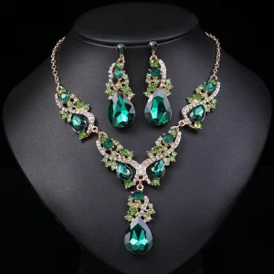 Gold Silver Color Fine Crystal Charm Fashion Wedding Bridal Jewelry Set