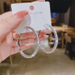 Gold Silver Hoop Earrings for Women Diamond Girl Earrings N2412171