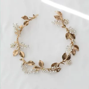 Gold Silver Leaf Rhinestone Bridal Headband Elegant Crystal Wedding Hair Vine Luxury Bridal Hair Accessory for Women Prom Decor