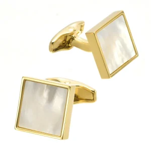 Gold Silver Mother Pearl Shell Stone Premium Cufflinks Custom Mens Suit Shirt Fashion Accessory Wedding Tuxedo Jewelry