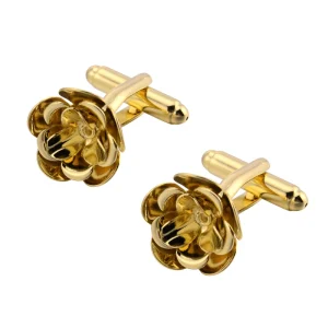 Gold Silver Rose Flower Elegant Cufflinks Custom Mens Women Suit Shirt Gift Wedding Tuxedo Fashion Accessory Cufflinks
