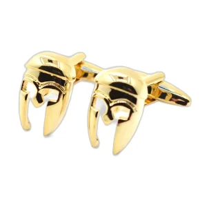 Gold Superhero Face Novelty Cufflinks Custom Men’s Business Suit Shirt Fashion Accessory for Wedding Tuxedo Gift Set