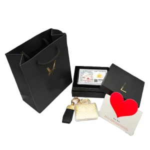 Gold Tone Mini Bag Charm Keychain Full Gift Packaging with Certificate Trendy Daily Decor Hanging Ornament for Ladies