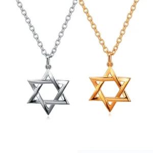 Gold Traditional Jewish Six Pointed Star of David Magen David Hexagram Pendant Necklace Guadalupe Hamsa Hand Pendant Necklace