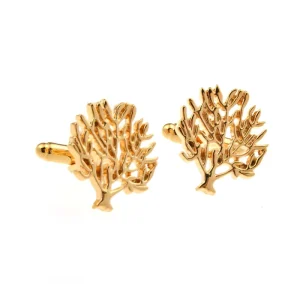 Gold Tree Novelty Cufflinks Custom Mens Business Suit Shirt Fashion Accessory Wedding Tuxedo Trendy Jewelry Cuff Links