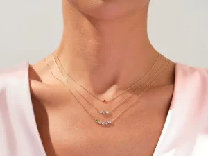 Gold Vermeil Bezel Set Family Birthstone Necklace Personalized Gifts for Wife Birthday Gift Custom Birthstone Jewelry for Women