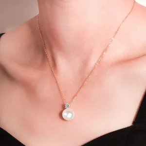 Gold Vermeil S925 Silver Moissanite Pearl Necklace 925 Sterling Silver Pearl Drop Pendant Necklace