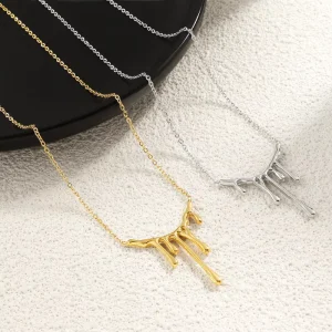 Gold Water Droplet Lava Necklace for Women Simple Irregular Versatile Stainless Steel Necklace
