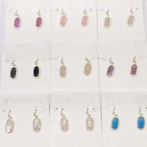 Gold Women’s Drop Natural Powder Crystal Rose Quartz Agate Jewelry