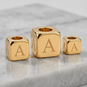 Gold and Silver Large Hole Letter Supply Chunkies Alphabet Beaded for Necklace Bracelet Making with 9mm 12mm Small Big Charm