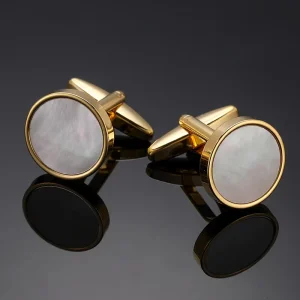 Gold and Silver Round Shell Zircon Rose square Beaded Cufflinks for Men French-style Shirt Cufflinks