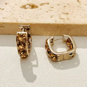 Gold plated Square Earrings Crystal Fashion Accessories