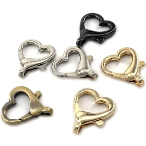 Golden Nickel Plated Heart Lobster Clasp Carabiner Keychain Custom Shaped Buckle For Bags & Accessories