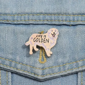 Golden Retriever Enamel Pin Cute Dog Brooch Lapel Badge Happy Puppy Jewelry Gift for Pet Lovers Supply