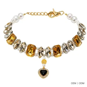 Golden Yellow Statement Pet Necklace for Cats Dogs Customized Dog Jewelry