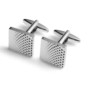 Good Quality Long Sleeved Shirt Debossed Logo Uneven Effect Men Square Cufflink