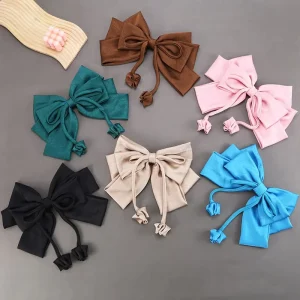 Good Selling New Design French Solid Color Hair Bow Knot Hairpin Ponytail Clip Fashion Hair Bows Accessories for Girls
