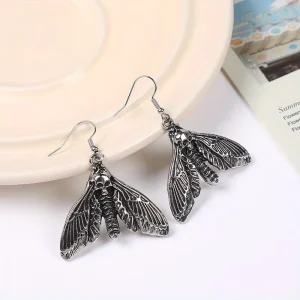 Gothic Vintage Butterfly Ear Hoops for Women Girls Moon Butterfly Charm Pendant Earrings