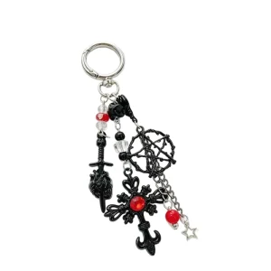 Gothic Vintage Cross Pendant Keychain Sweet and Cool Dark Aesthetic Hot Girl Bag Charm