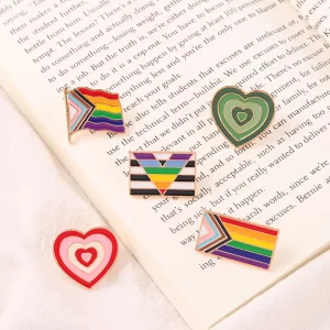 Gradient Enamel Pins Pride Flag Heart Rainbow Progress Victory Brooch Lapel Badge Bag Sexual Minority Metal Gift for Friend